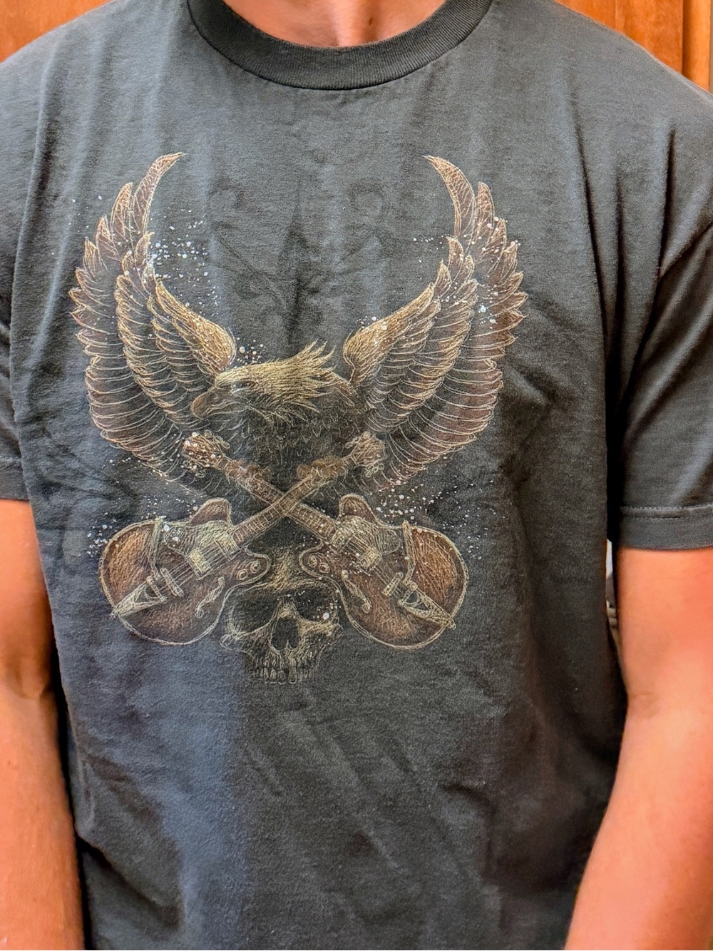 Men's Dark Grey Graphic Eagle & Guitars Tee